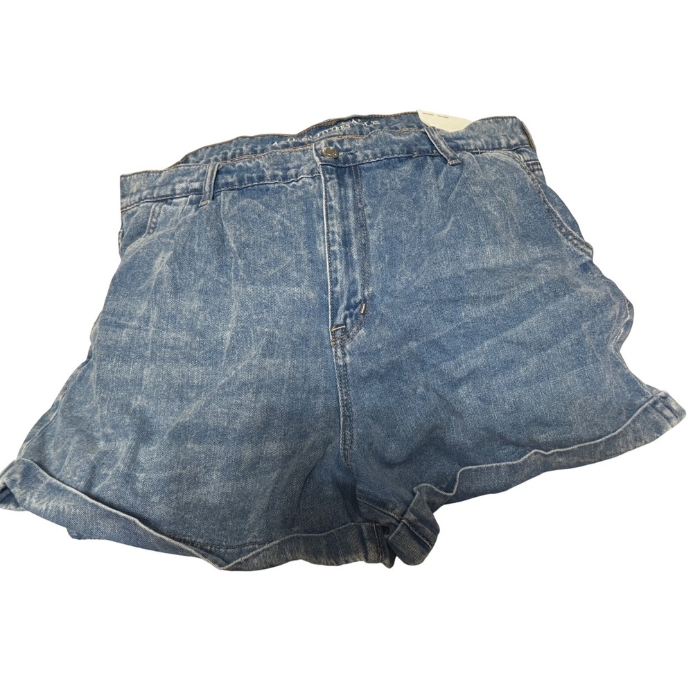 American Eagle Mom Shorts Womens 16 High Rise Light Acid Wash Denim 5319-450